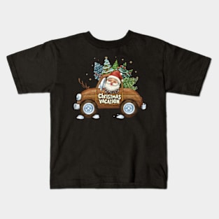 cute santa on the wood car named "Cristmas Vacation" Kids T-Shirt
